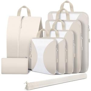 8 Set Compression Packing Cubes for Travel, Packing Cubes Compression Travel Accessories Expandable Packing Organizers for Carry on Luggage Suitcase