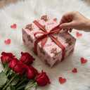 2 x WRAPLULU Valentine's Day Wrapping Paper - 4 Jumbo Sheets, 28 * 40 Inches - Pink Gift Wrap with Cute Highland Cow, Hearts, Bow, Candy and 'XOXO', Perfect for Valentines Couples Girlfriend Boyfriend