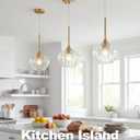 2-Pack Glass Pendant Lights Kitchen Island, 7" Modern Gold Pendant Lighting Adjustable Hanging Light Fixtures for Kitchen, Dining Room, Bathroom, Bedroom