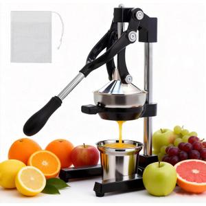 Cast Iron Juicer,Manual Juicer Hand Press,Professional Citrus Juicer,with Stainless Steel Cup,Easy to Use & Clean,Heavy Duty Stainless Steel Manual Juicer For Orange Juice,Pomegranate,Lemon(Black)
