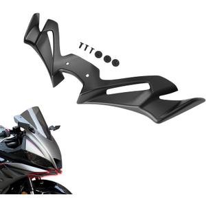 Motorcycle Front Fairing Winglet Aerodynamic Spoiler Beak Nose Cone Extension Fixed Wing Kit Compatible with Yamaha YZF R3 R25 2019-2025 (Matte Black)
