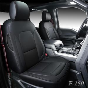 Coverado F150 Seat Covers for Ford, Car Seat Cover Full Set, Leather Seat Covers for Cars Automotive Seat Cover Fit for 2015-2025 F150 and 2017-2025 F250 F350 F450 (Black)