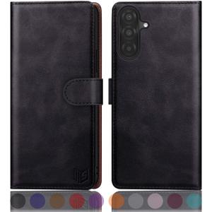 SUANPOT Compatible with Samsung Galaxy A37 Wallet case with RFID Blocking Credit Card Holder,Flip Book PU Leather Protective Cover Women Men for Samsung A37 Phone case Black