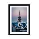 Frame 13x19 Black Solid Wood Picture Frame, White Mat with 10.5x16.5 opening for 11x17 Image, 1 Inch Border, Acrylic Front