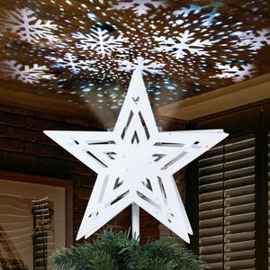 YEAHOME Christmas Tree Topper, White 3D Lighted 5-Point Star Tree Topper with Snow-White Snowflake Projector for Christmas Treetop, Lights Xmas Tree Topper for Christmas Tree Decorations