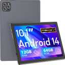 Android Tablet, 10.1" Android 14 Tablet with Octa-Core CPU, 12GB RAM+64GB ROM (2TB Expand), 8H Battery, 1280 * 800 IPS HD Touchscreen, Dual Camera, WiFi 6, BT5.0 Tablets for Adult