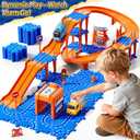 Toddler Puzzle Race Cars Track Toys for Kids Age 3-5 2-4 Years, 59PCS Puzzles Car Track Set Includes 2 Cars and Road Signs, Educational Birthday Gifts for Kids, Boys and Girls