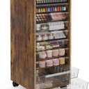 WOPITUES Storage Drawer Cart, Mobile Storage Cabinet, Makeup Storage with 10 Large Clear Drawers, Utility Wooden Rolling Cart on Wheels, for Cosmetic, Art Craft, Office Supplies, Toy, Brown