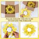 6 PCS 9'' Mini Spring Forsythia Wreath for Front Door Small Artificial Forsythia Farmhouse Kitchen Cabinet Wreaths with Burlap Ribbon Hanging Spring Summer Floral Wreaths for Porch Wall Window Decor