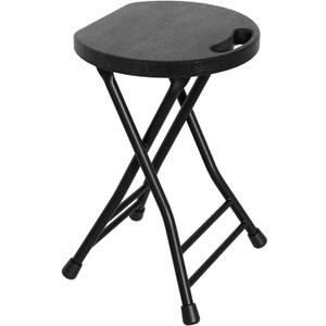 LEDLAY18 Inch Folding Stool with Handle - 500LBS Capacity Portable Foldable Stool with Non-Slip Feet, Heavy-Duty Steel & Plastic Collapsible Stool for Indoor Outdoor Use, Black