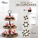 Perco Cupcake Stand, 3 Tier Wooden Tiered Display Stand for 20 Cupcakes Wood Dessert Table Display Set, Tiered Serving Tray for Weddings, Birthdays, Baby Showers & Events