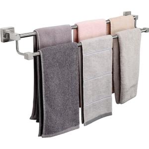 TocTen Double Bath Towel Bar - Thicken SUS304 Stainless Steel Towel Rack for Bathroom, Bathroom Accessories Double Towel Rod Heavy Duty Wall Mounted Square Towel Holder(Brushed Nickel, 30 INCH)