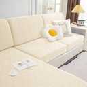 Magic Sofa Covers - Stretchy Sectional Sofa Cover, Soft & Wear Resistant Couch Cover with Elastic Bottom, Furniture Protector for Pets, Washable Sofa Slipcovers for Sectional Couches (Beige)