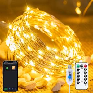 Minetom Twinkle Fairy Lights, 33 ft 100 LED Plug in String Lights with Remote and Timer, Waterproof 8 Modes for Bedroom Indoor Wreath DIY Party Wedding Christmas Holiday Decoration (Warm White)