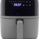 GreenLife Compact Electric Air Fryer Oven, 5.3 QT, PFAS-Free Ceramic Nonstick Drawer, 8 One Touch Digital Display, Easy View Window, Auto Shut-Off Timer, Dishwasher Safe Parts, 1500 Watts, Graphite
