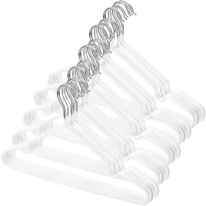 Tosnail 50 Pack 16-Inch Stainless Steel Wire Metal Hangers Non-Slip Clothes Hangers Space Saving Closet Organizer, White