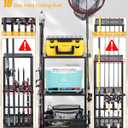 EXTCCT Fishing Rod Holder - Fishing Pole Rack for 10 Rods - Adjustable Height Fishing Gear Equipment Organizer Storage Solution for Garage Basement or Indoor, 13"D x 22"W x 34"H