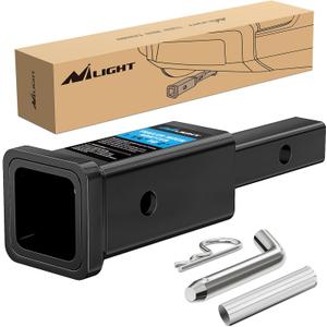 Nilight Trailer Hitch Receiver Extender Adapter Reducer 1-1/4 to 2Inch Hitch Adapter 6-1/2 inch Extension Sleeve Convertor 350Lbs with 1/2-Inch Diameter Pin and Clip with 5/8-Inch Adapter (1-1/4" to 2" Hitch Adapter)