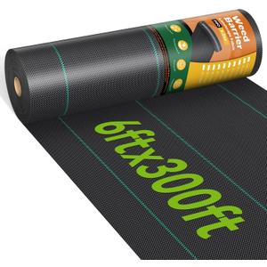 iropro 6ftx300ft Landscape Fabric 3.2oz Weed Barrier Fabric, Woven Weed Barrier Fabric Heavy Duty, Weed Control Cloth Geotextile for Underlayment, Gardening, Commercial Driveway Weed Block Cover Mat