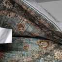 Washable Oriental Area Rug - 4ft Round Rugs for Living Room Soft Carpet for Bedroom Waterproof Floral Distressed Indoor Stain Resistant Non-Shedding Floor Carpets (Green, 4ft-Round)