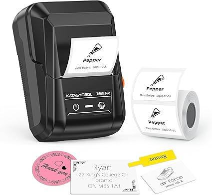 SUPVAN T50M Pro Bluetooth Label Maker Machine, Wide Waterproof Label, Versatile App with 40 Fonts and 650+ Icons, Inkless Labeler for Home, Kitchen, School, Office Organization, Black