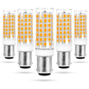 BA15D Led Bulbs 120V Dimmable 6W,Double Contact DC Bayonet Base,2700K Soft Warm White,40W 50W 60W T3/T4 Halogen Equivalent,Dimmable BA15D LED for Sewing Machine Pendants Ceil Wall Light,5Pack