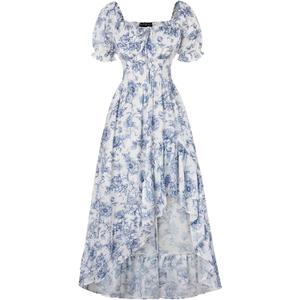 Scarlet Darkness Corset Dresses for Women Summer 2026 Floral Wedding Guest Chiffon Sundress (L)
