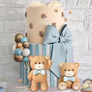 JeVenis Blue Bear Cake Decoration Blue Gold Balls Cake Topper Bears Cake Decoration for Baby Shower Birthday Cake Decorations