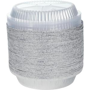 40pack 9" Round Aluminum Foil Pans with Clear Lids | Disposable Containers with Straight Walls for Storing, Baking,Heavy duty, Standard Size, Silver