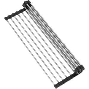 NEZUIBAN Dish Drying Rack with Roll Up and Over Sink for Kitchen,17.5"x11.8",Black