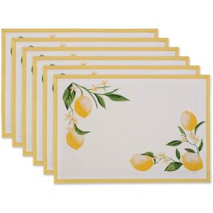 DII Lemon Bliss Tabletop Collection, Placemat Set, 6 Piece