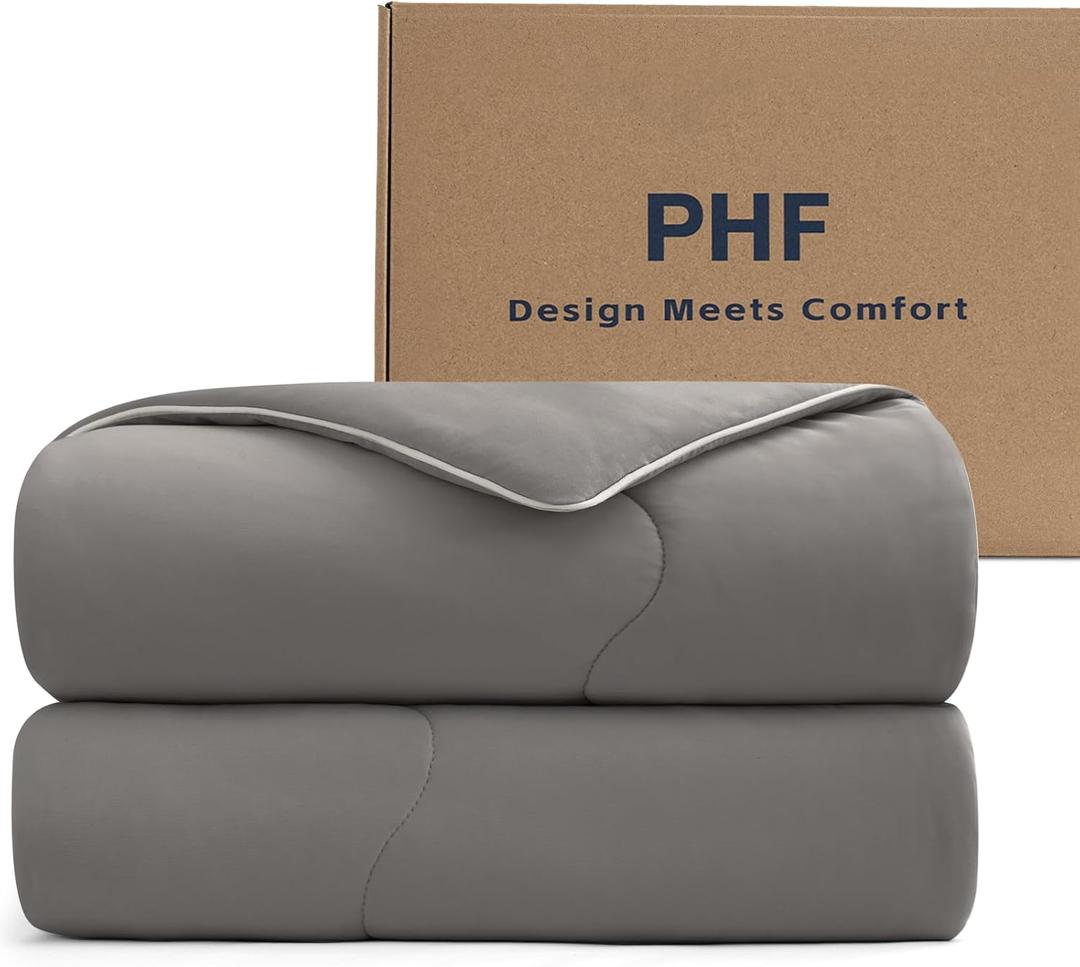 PHF Cooling Comforter King Size, EcoCosy Breathable Cooling Blanket for Hot Sleepers, Soft Lightweight Q-Max>0.52 Summer Silky Comforter for Night Sweats to Keep Cool, 108"x90", Charcoal