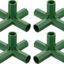 uxcell 4Pcs 16mm/0.6in Greenhouse Frame Connector Pipe Fitting Duty Joint Tool, 5 Way Frame Connectors for Trellis Sunscreen Shed Gardening Plant Stakes and Greenhouse Frames (Green)