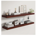 Fun Memories Rustic Real Wood Floating Shelves, 8 Inch Deep Floating Shelf Wall Mounted, 36" W x 8" D Wall Shelves Storage Shelves for Living Room, Bedroom, Bathroom, Red Brown, Set of 2