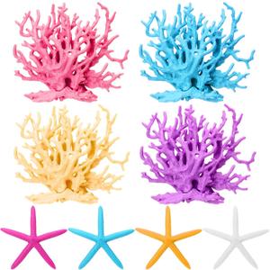 8 Pcs Mermaid Party Decorations Artificial Aquarium Coral Reef Decor Starfish Decor Under The Sea Centerpiece Realistic Ocean Party Plastic Fish Tank Decoration (Vivid Colors)