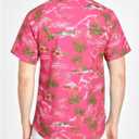 SSLR Pack Hawaiian Shirt for Men Flamingo Short Sleeve Casual Button Down Shirts Summer Beach Shirt (Pink, XXL)