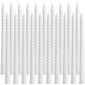 Spiral Taper Candles,10 Inch Twisted Taper Candles,Unscented Dripless Twisted Candlesticks, White Spiral Candle for Home Decoration,Dinner Party Wedding Holiday (12 Pcs)