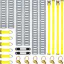 Elechomes E Track Tie-Down Rail Kit22 Pcs Set Etrack kit 6 Rails, 2 Ratchet Straps, 6 Rope Tie Offs, 6 O Ring Anchors, 2 Single Slot Anchors Securing Accessories for Garages Vans Motorcycle Silver