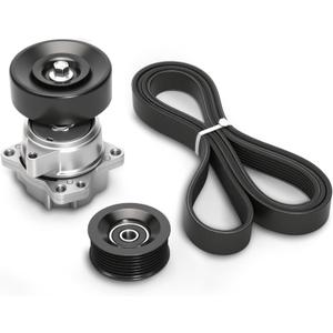 Belt Tensioner and Idler Pulley&Drive Belt Assembly Kit, Fits for Nissan Armada 2008-2015, for Pathfinder 2008-2012, for Pathfinder Armada 2004 for Titan 2004-2015#OE 38340 36222