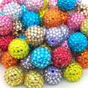 Colorful Rhinestone Beads Round Spacer Beads for Jewelry Bracelet Necklace Pen Bag Chain Making Crafts Supplies (20mm Mix Colors Rhinestone)
