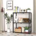 Hastatii 3-Shelf Storage Shelving Unit Metal Rack Heavy-Duty 28"x13.5"x33.5" for Garage, Kitchen and Bedroom Layers Increased Black