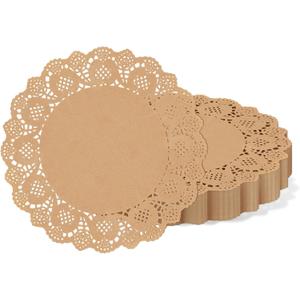 WYTAOHZL 300 Pieces Lace Paper Doilies for Tables 12 Inch Round Brown Paper Doilies for Food Cakes Desserts