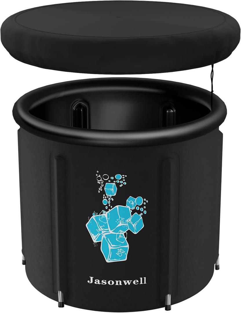 Jasonwell Ice Bath Tub for Athletes - Heavy Duty Cold Water Therapy Plunge Tub Ice Pod for Recovery Portable Ice Barrel Plunge Pool for Outdoor Inflatable Hot Tub Bathtub at Home for Adults (Black)