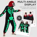 OLAOLA Glow in the Dark Skeleton Adult Onesie, Halloween Costume, Skull Pajama One Piece Cosplay Suit for Women and Men (S)