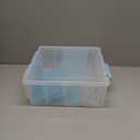 BTSKY Clear Plastic Dividing Storage Box with 8 Deep Compartments Adjustable Storage Bin with Lid Portable Craft Storage Container Multipurpose Sewing Box Art Supply Organizer, 15.1x13.9x6.1 Inches