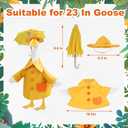 Raincoat Porch Goose Outfit for Large 23" High Cement or Plastic Goose Statue, Spring Yard Goose Cloths with Yellow Umbrella Decor for Outdoor Lawn Gaden Patio