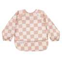 Tiny Twinkle Long Sleeve Bib for Babies & Toddlers | Waterproof Smock Bib for Eating | Machine Washable & Mess-Proof Feeding Essentials | Newborn Shower Gift (Checkers Brown, 2-4Y)