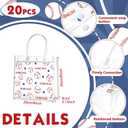 Aliceset 20 Pcs Baseball Clear PVC Gift Bag with Handles T Ball Snack Bags Sport Theme Party Favor Bag Bulk for Birthday Team, 8x8x3.15''