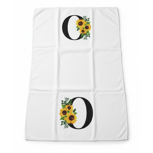 Z-synka Monogrammed Sunflower Hand Towels,Ini-tial O Tea Towel Letter Kitchen Towels,Sunflower Gifts for Women,Monogram Dish Towel 17x23 Inch,Kitchen Bathroom Decorative Ini-tial Gifts for Mom Wife Pack of 2
