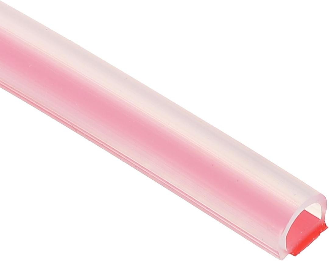 PATIKIL Silicone Weather Stripping Door Seal, 9.8 ft D Shape Weather Stripping Self Adhesive Door Seal Strip for Door Frame, Window Sealing, Large Gap, 5/16" Wx5/128 Tx15/64 H, Clear/Red